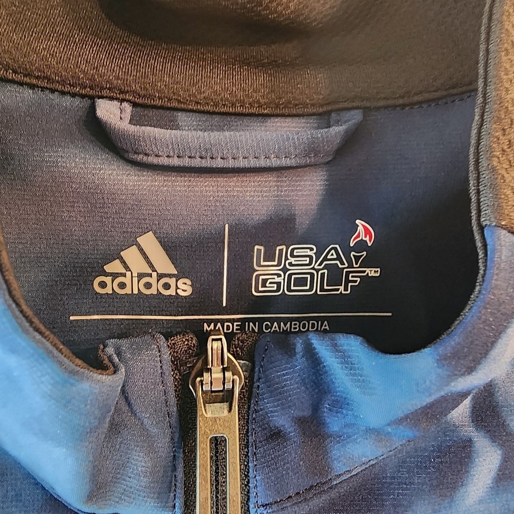 ADIDAS USA Golf Vest Men's Small 1/4 Zip Pullover Stretch Blue Camouflage - Picture 3 of 9